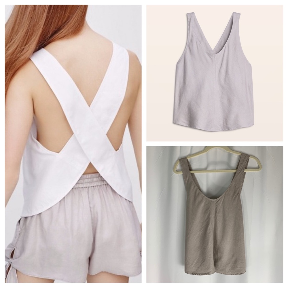 Wilfred Mistral Criss Cross Back Tank in Tan Sz L